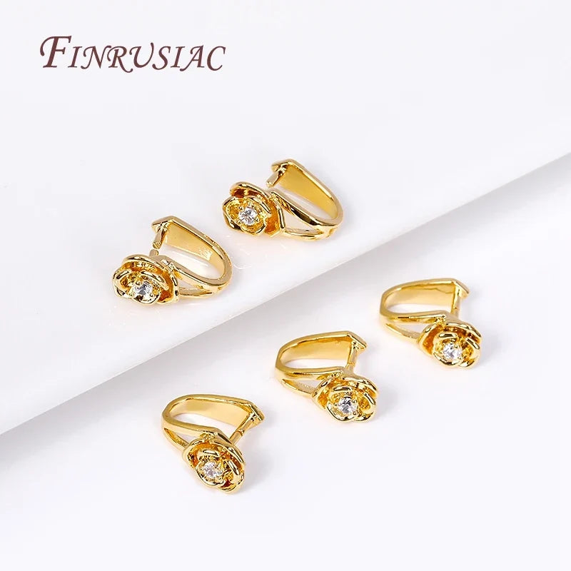 18K Gold Plated Zircon Pinch Bail Clasp – DIY Jewelry Finding