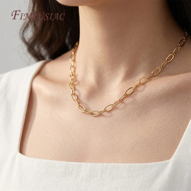 14K Gold Plated Paperclip Chain | Brass Oval Link DIY Jewelry