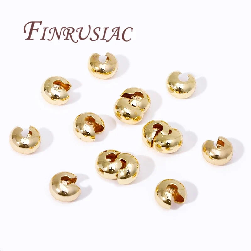 14K Gold Plated Brass Crimp End Beads – DIY Jewelry Spacers
