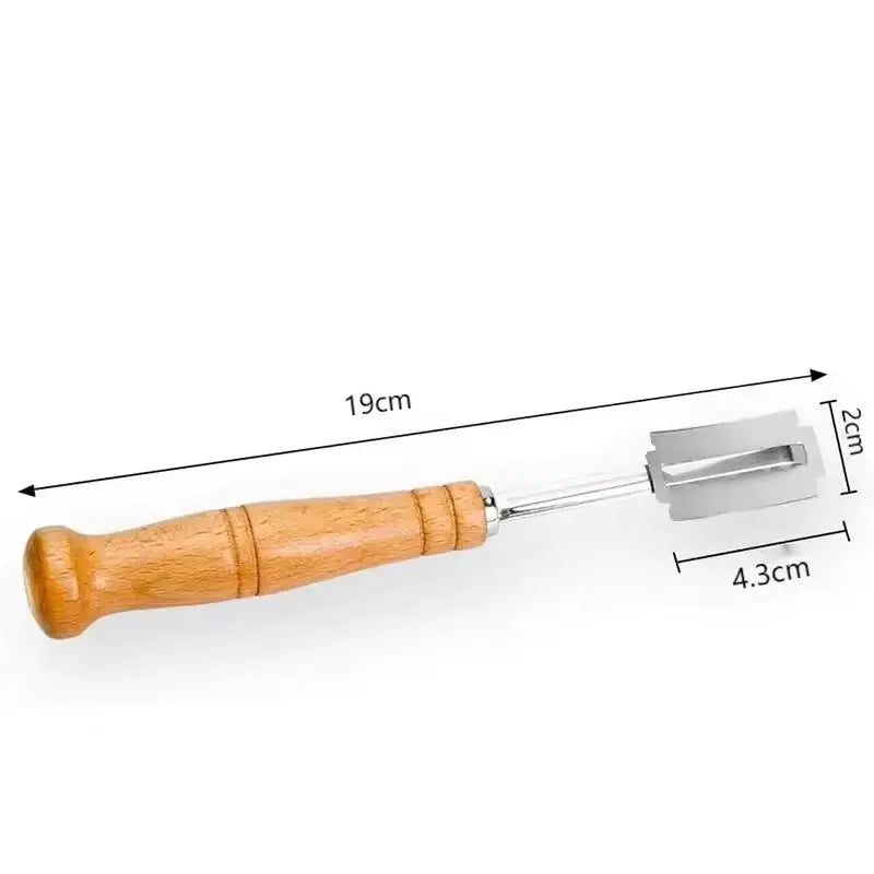 5-Blade Dough Pastry Cutter | Wooden Handle Bread Knife Tool