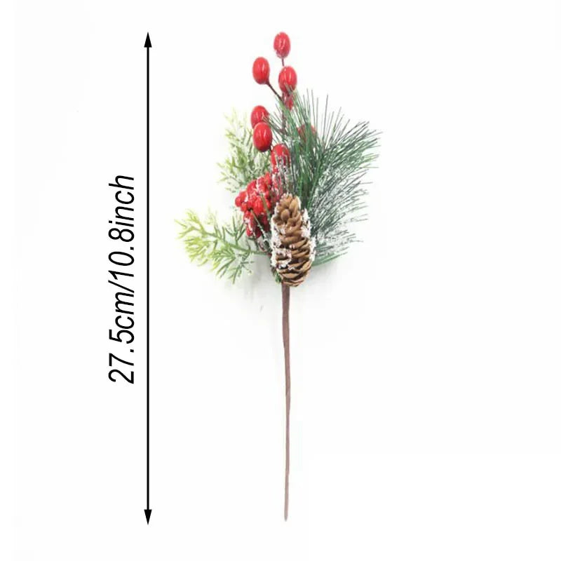 10PCS Artificial Red Berry Pine Branches – Christmas Tree Decor
