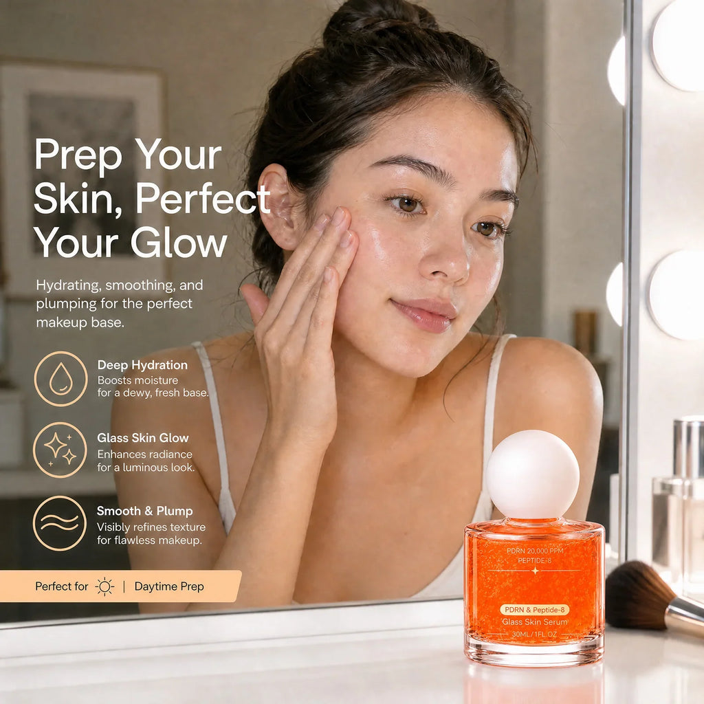PDRN & Peptide-8 Glass Skin Serum | Shimmer Facial Essence