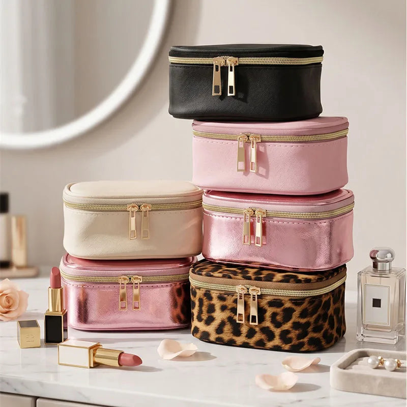 LED Makeup Bag with Mirror & Light – Rechargeable Cosmetic Organizer