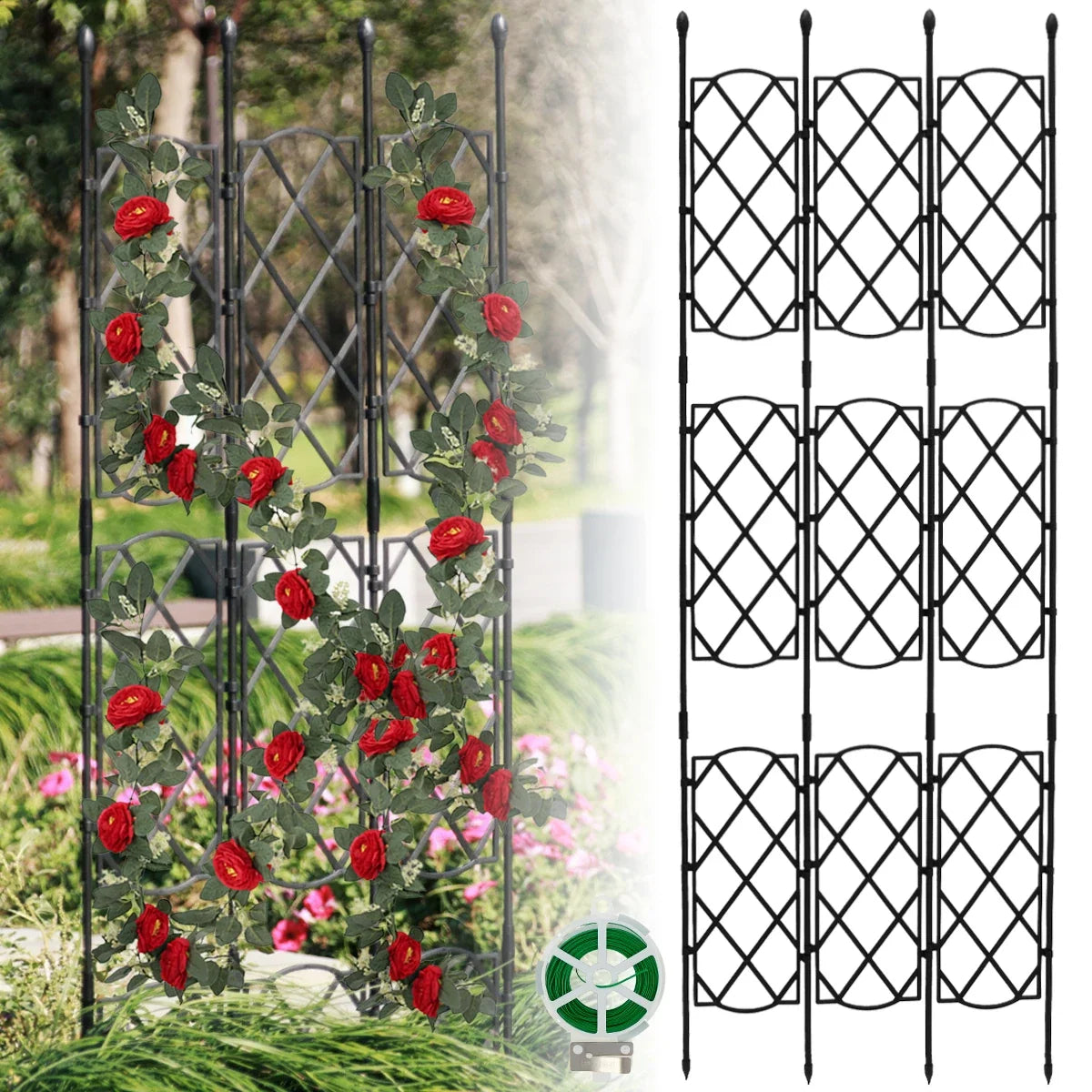 Plant Climbing Trellis, Greenhouse Hoop Kit & Garden Stakes Set