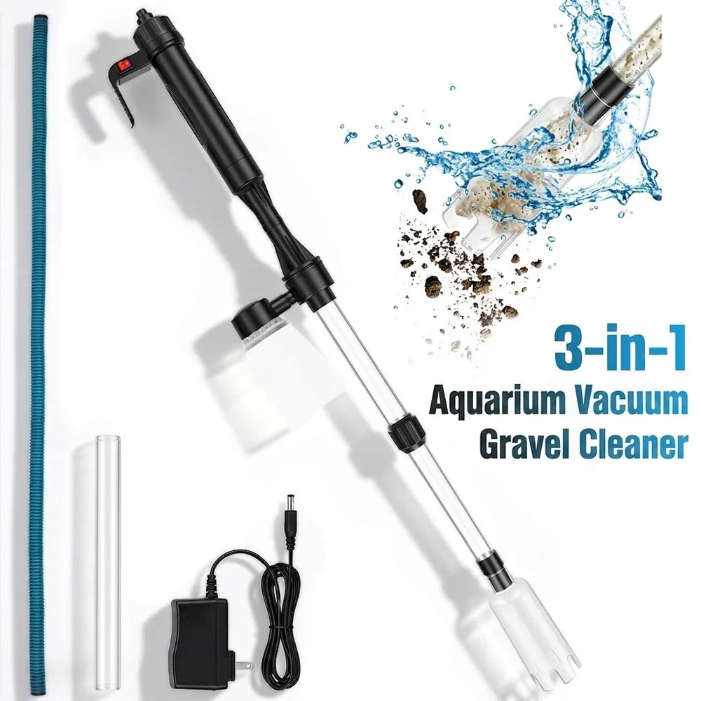 3-in-1 Electric Aquarium Vacuum Gravel Cleaner & Water Changer