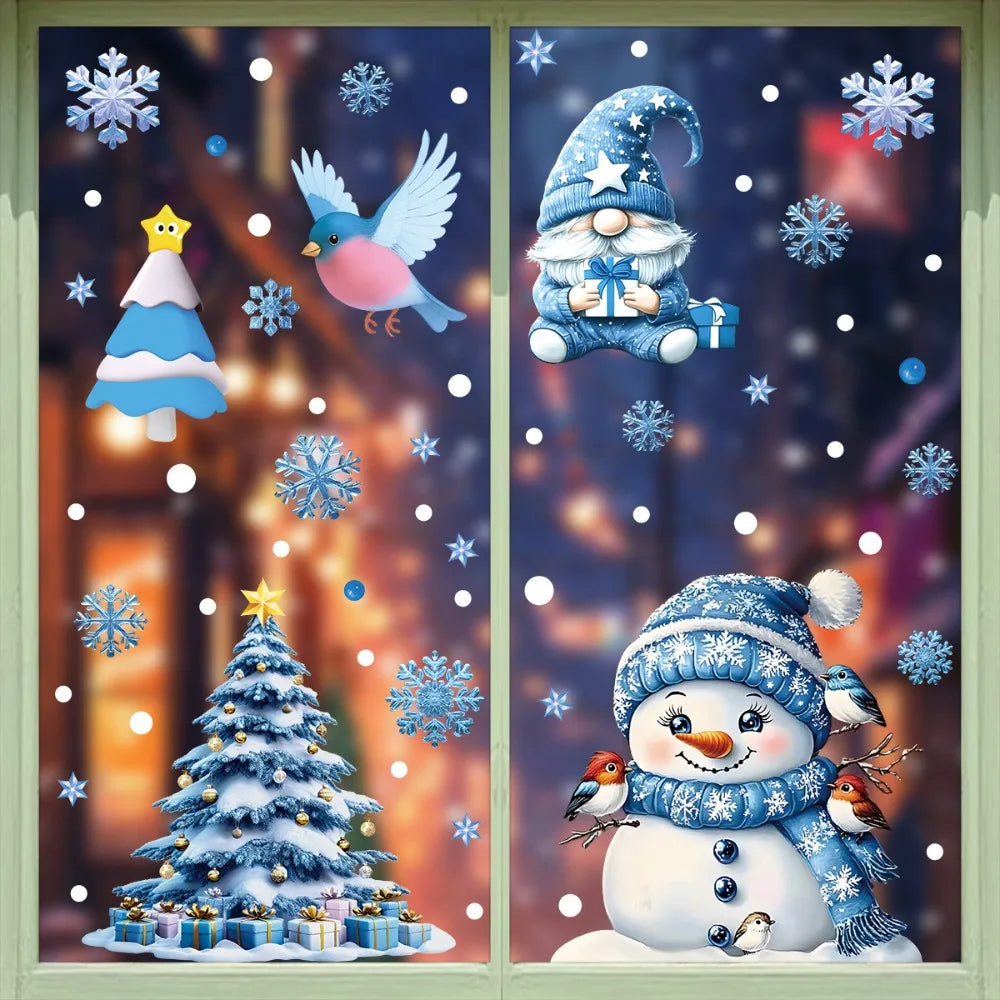 PVC Christmas Window Stickers – Snowman, Snowflake & Santa