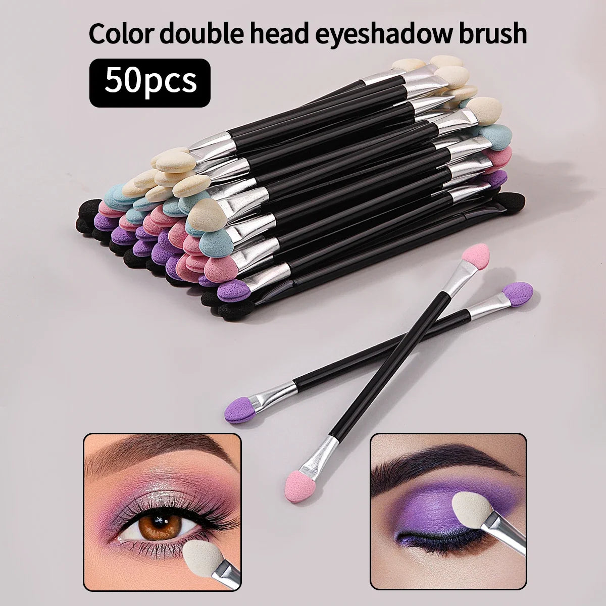 Sponge Eyeshadow Applicator Brush Set 10/50 Pcs – Double Head