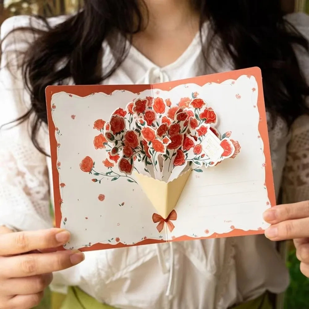 3D Pop-Up Flower Greeting Card – Handmade Valentine's Day Card