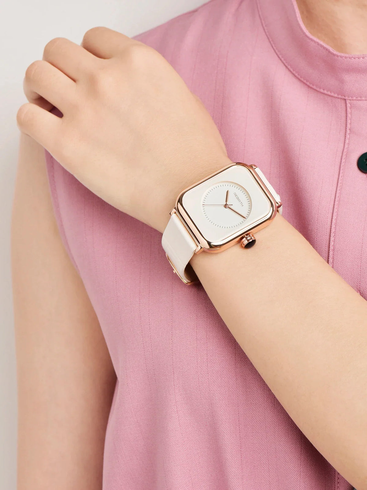 REBIRTH Women's Leather Quartz Watch – Minimalist Casual Style