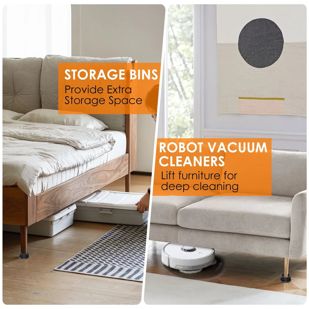 Furniture Risers 12/16 Pcs – Heavy Duty Non-Slip TPE Leg Pads