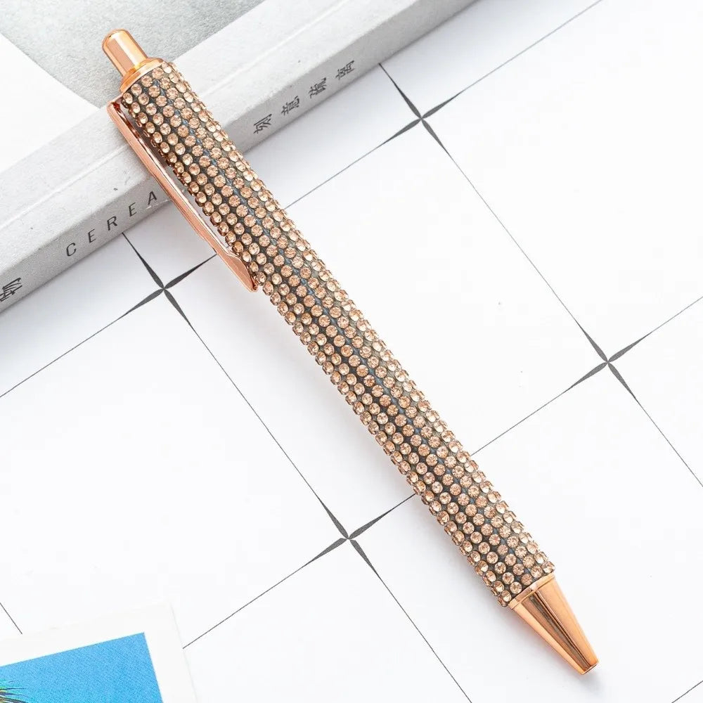 Metal Rhinestone Ballpoint Pen – Retractable Crystal Bling