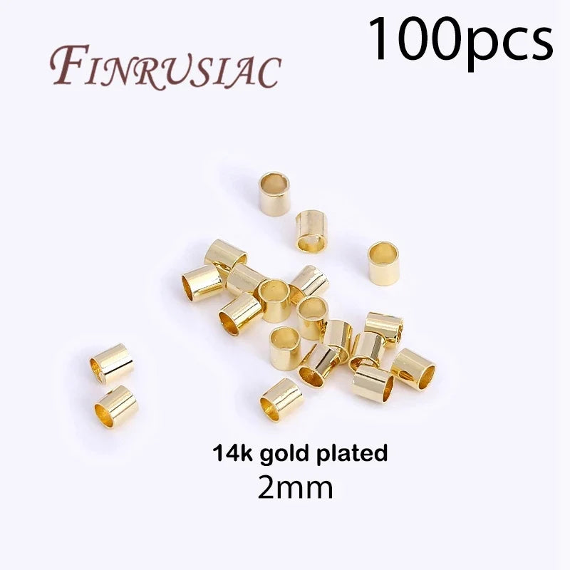 18K Gold Plated Crimp Beads, End Caps & Lobster Clasps