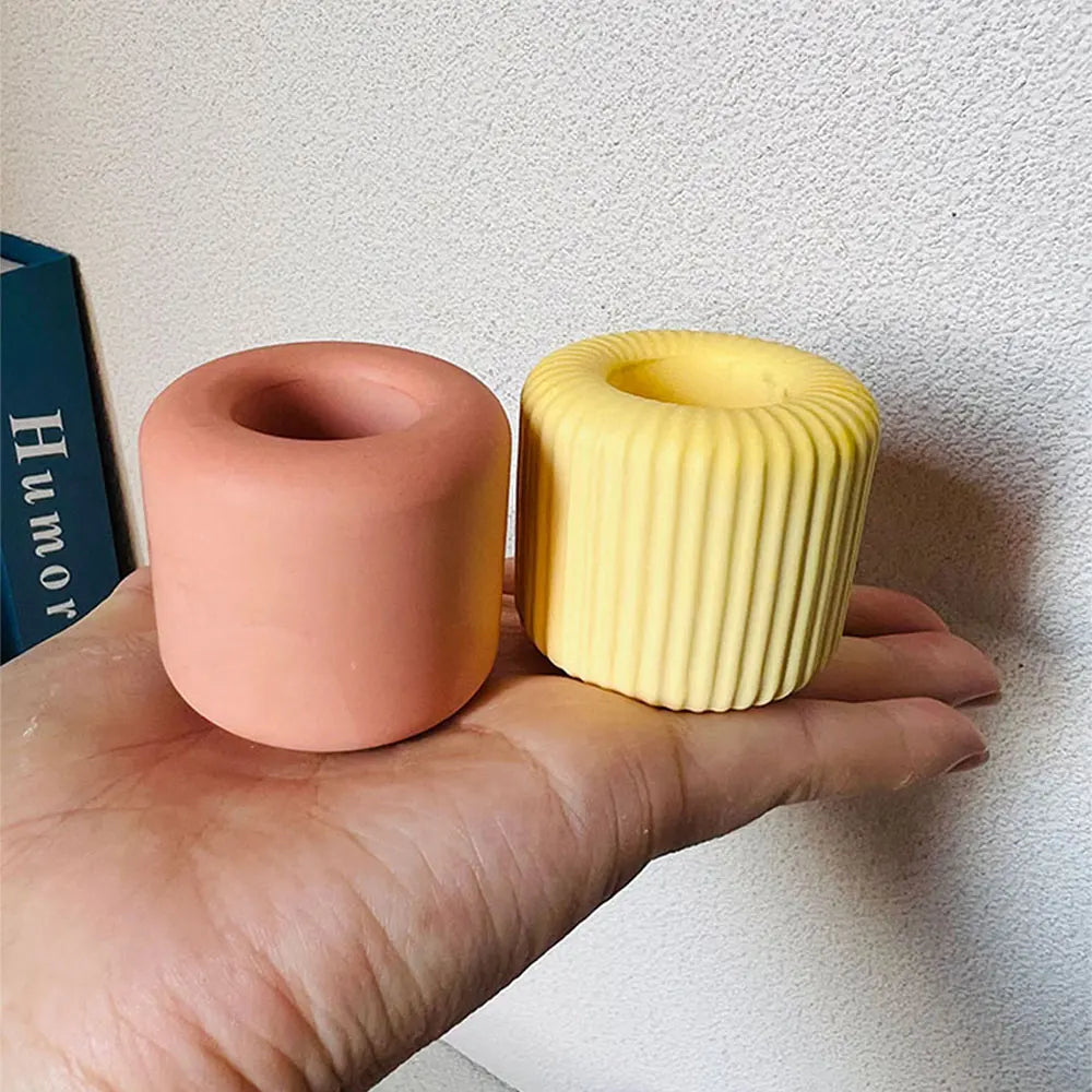 Striped Candle Holder Silicone Mold – DIY Concrete & Plaster