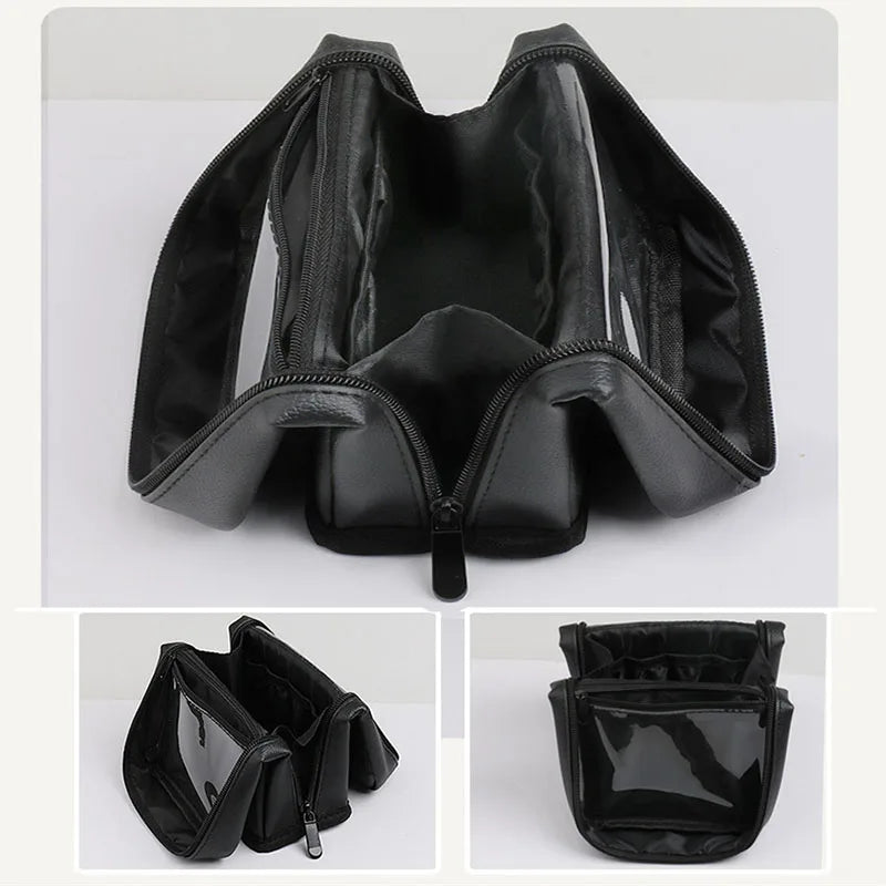 Leather Makeup Brush Organizer Bag – Large Stand-Up Storage