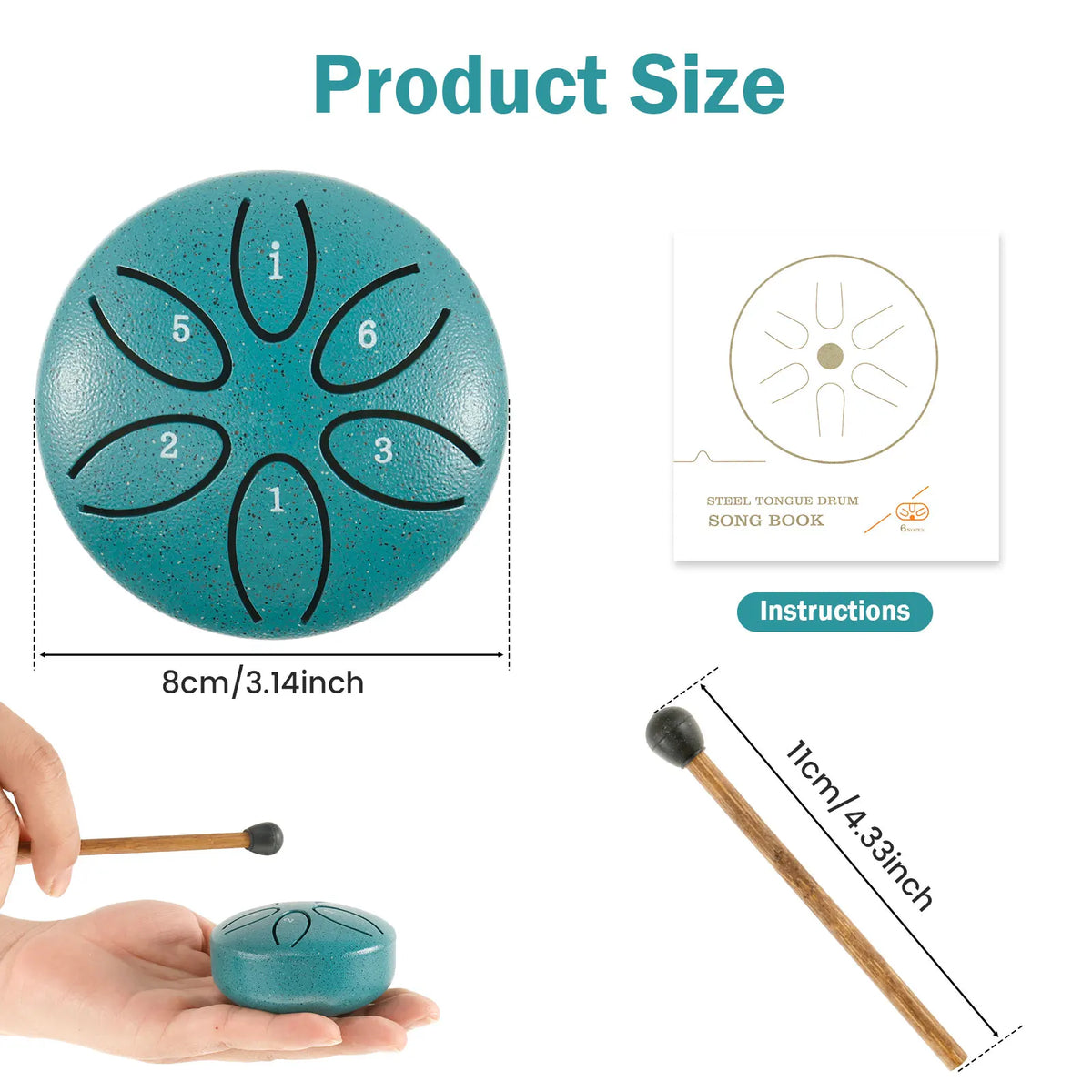 Steel Tongue Drum 11-Key Portable Hand Pan – Yoga & Meditation
