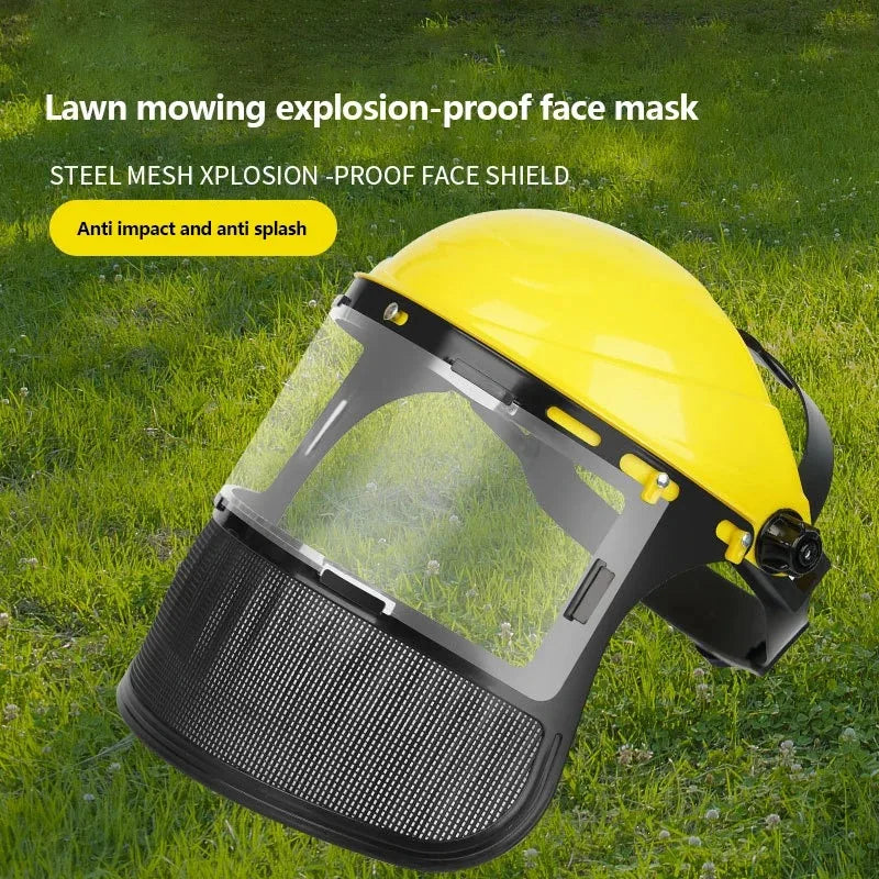 PVC Safety Helmet & Full Face Mesh Mask – Garden & Forestry