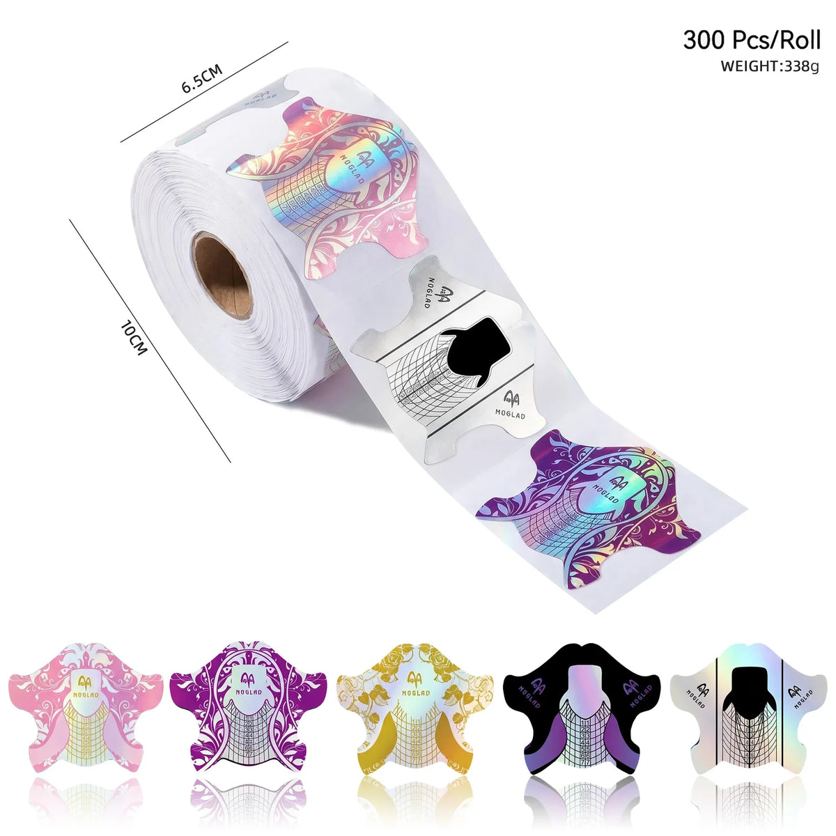 5-Pack Mixed Nail Extension Paper Forms – Self-Adhesive Tips