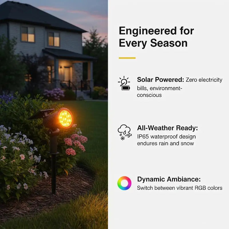 Solar Garden Spotlight RGB IP65 Waterproof Adjustable Outdoor Light