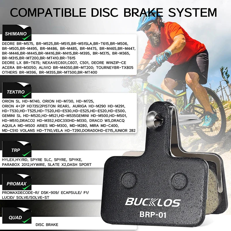 BUCKLOS 25-Pair Disc Brake Pads MT200 B01S Resin Metal Ceramic