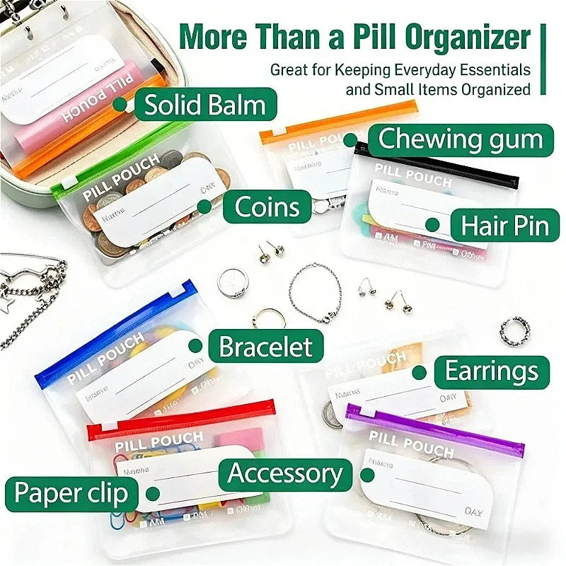 Weekly Pill Organizer Pouch Set – 7/14 Waterproof Pouches