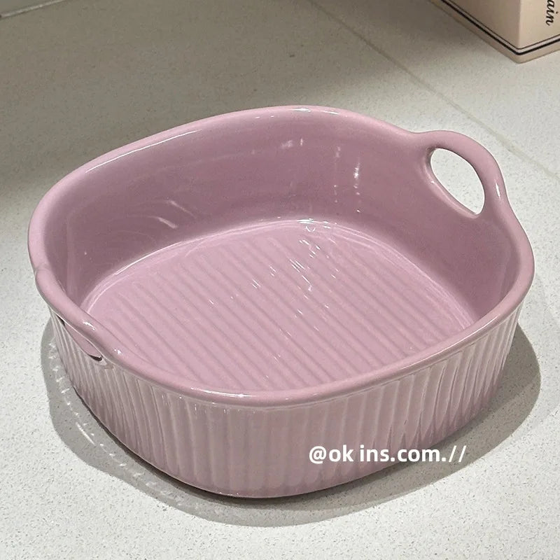 Ceramic Air Fryer Baking Bowl – Heat-Resistant Square Dish