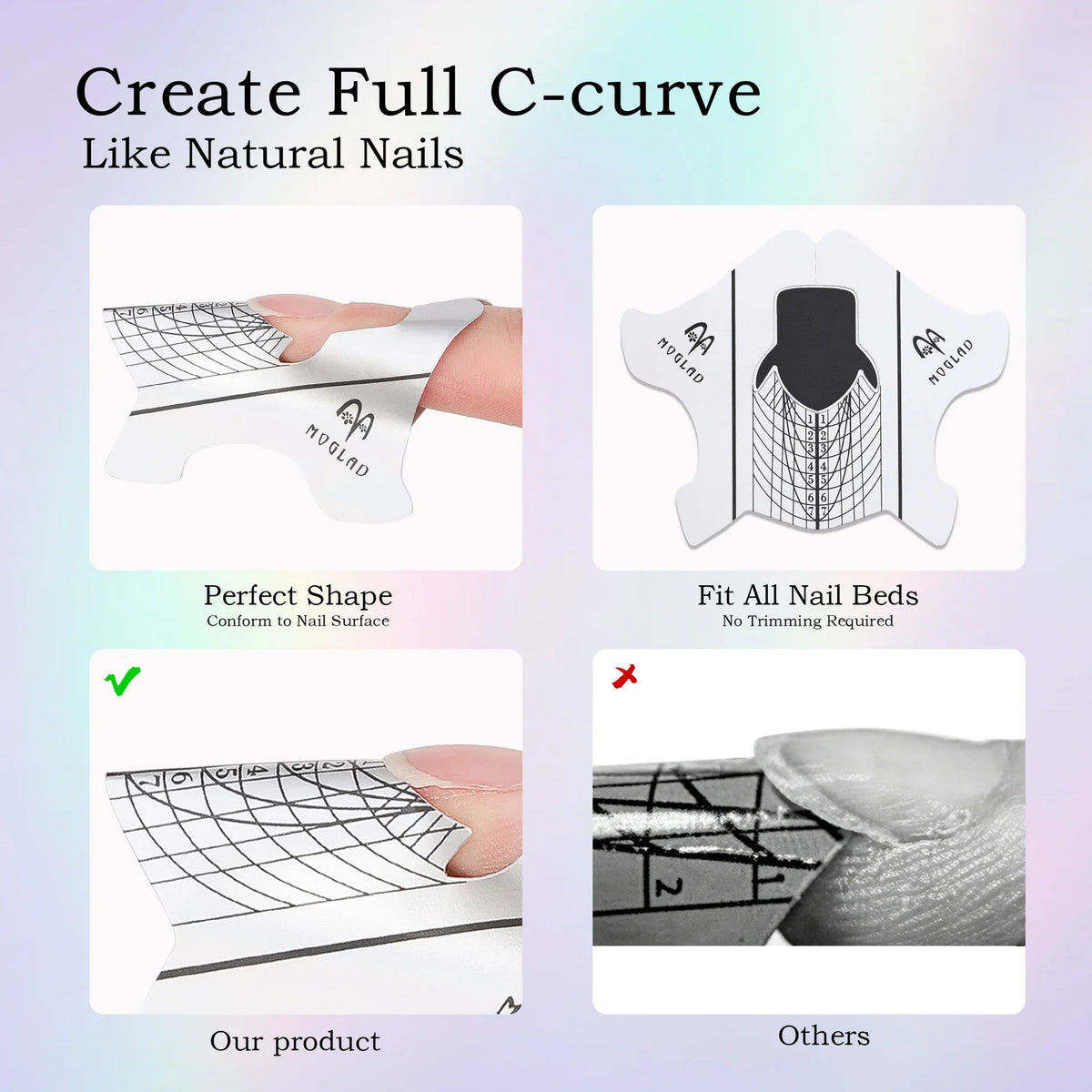5-Pack Mixed Nail Extension Paper Forms – Self-Adhesive Tips