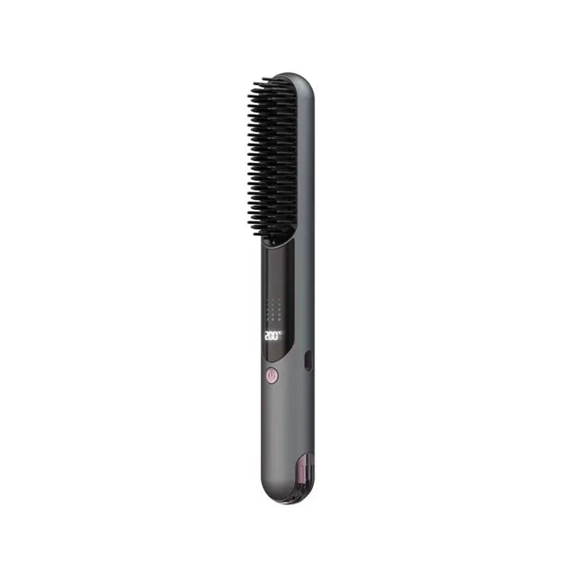Wireless Negative Ion Hair Brush – Straightener & Curler 2-in-1