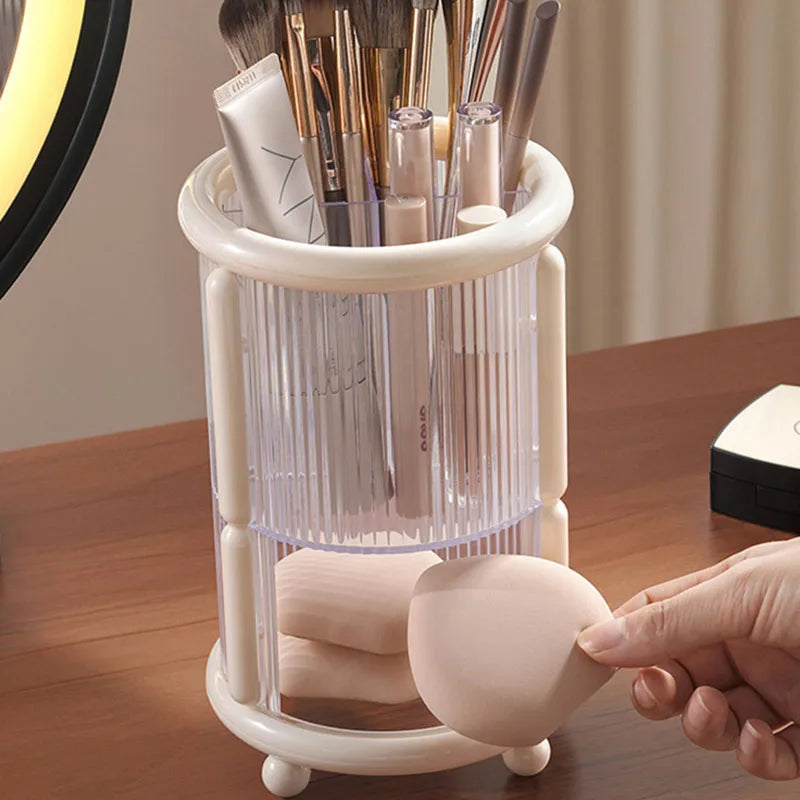 Double Layer Transparent Makeup Brush & Cosmetic Organizer
