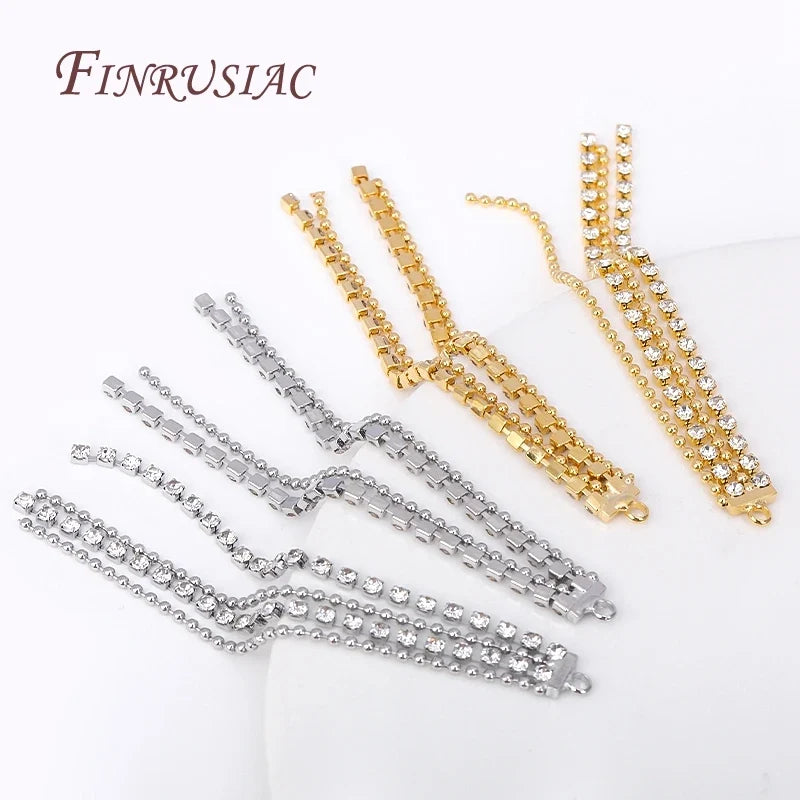 18K Gold Plated Rhinestone Tassel Pendant – DIY Earring Finding