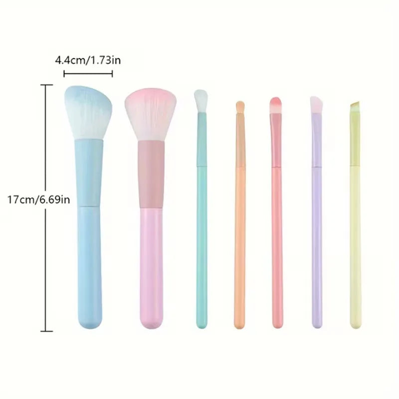 7-Piece Macaron Makeup Brush Set – Soft Synthetic Bristles