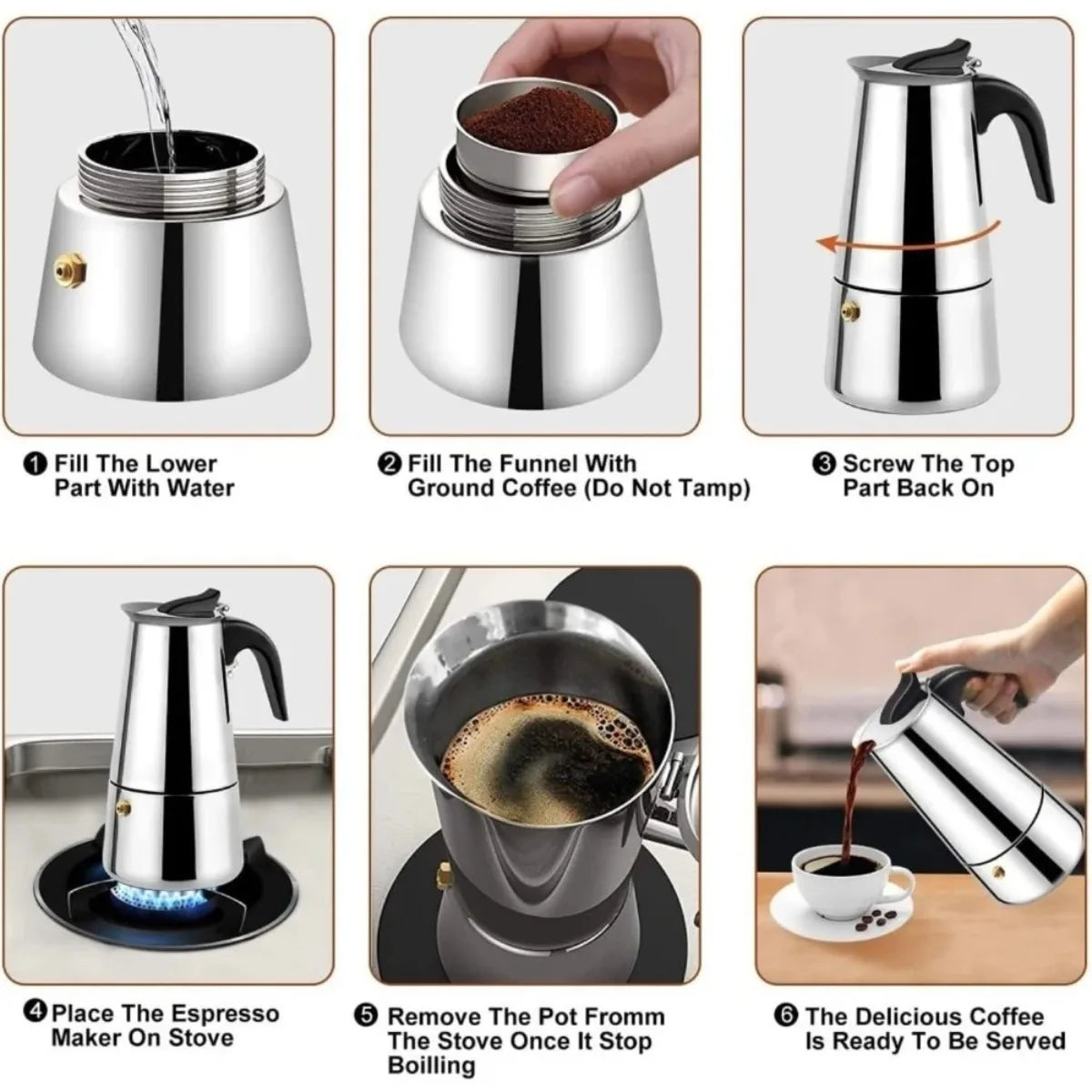 Portable Stainless Steel Moka Pot – Espresso & Tea Maker