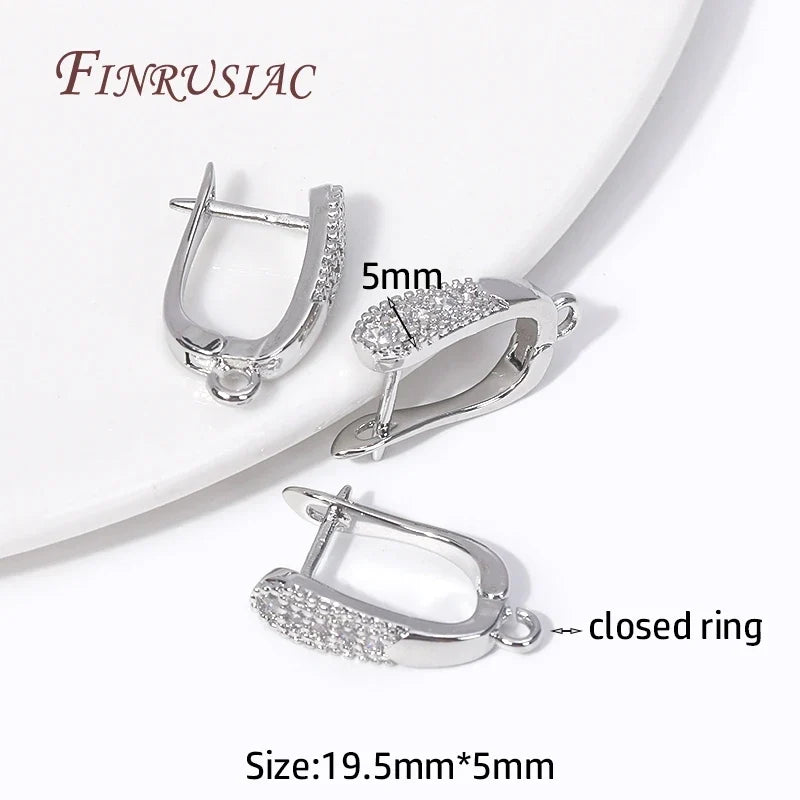 18K Gold Plated Zircon U-Shape Earring Clasp DIY Findings