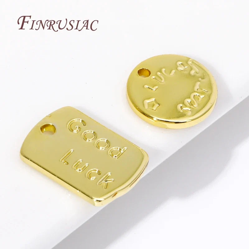 18K Gold Plated Good Luck Round Charm Pendants 10/20 Pcs