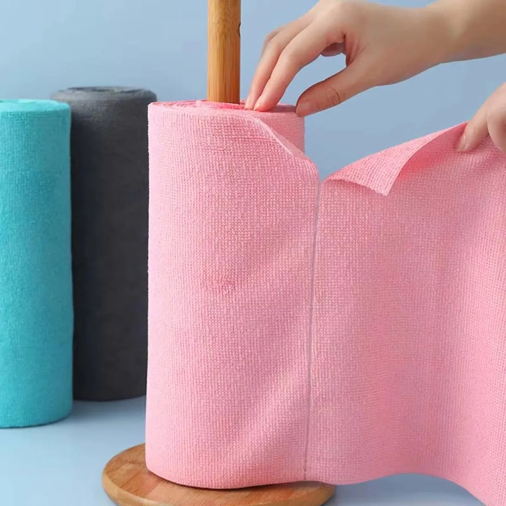 Reusable Microfiber Kitchen Towels Roll – 20 Washable Wipes