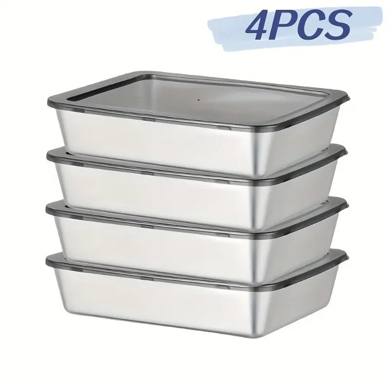 Stainless Steel Food Containers with Lids – Stackable Meal Prep Set