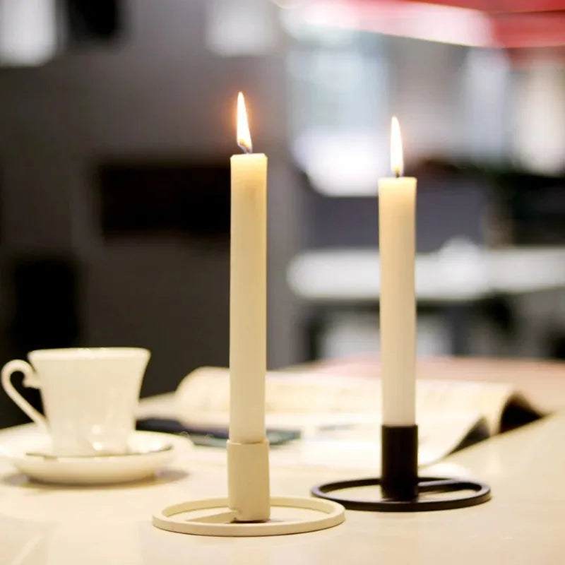 Nordic Metal Cone Candle Holder – Hollow Iron Base Home Decor