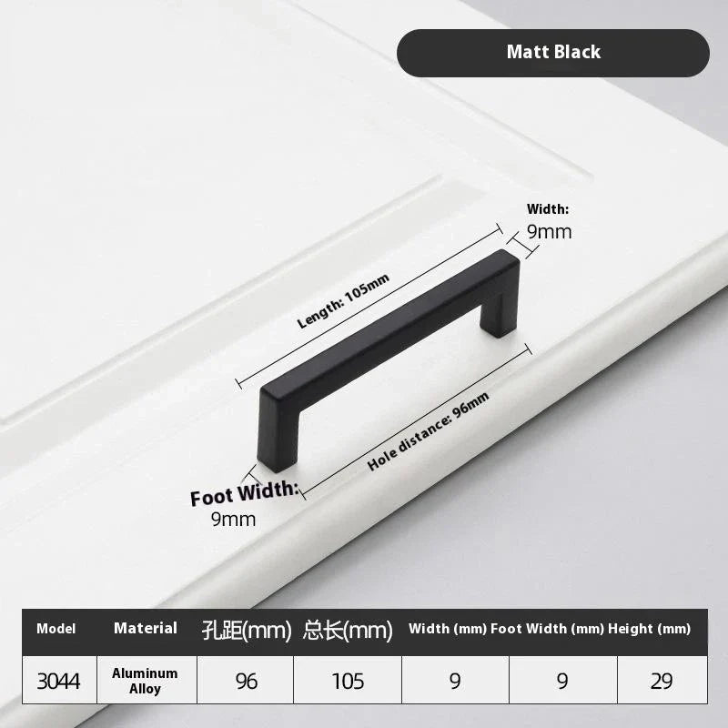 Black Square Cabinet Handles Aluminium Drawer Pulls 10–33CM