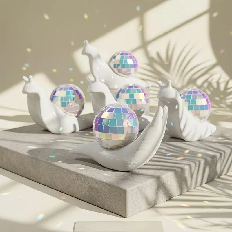 Retro Snail Disco Ball Sun Catcher – Rainbow Light Home Decor