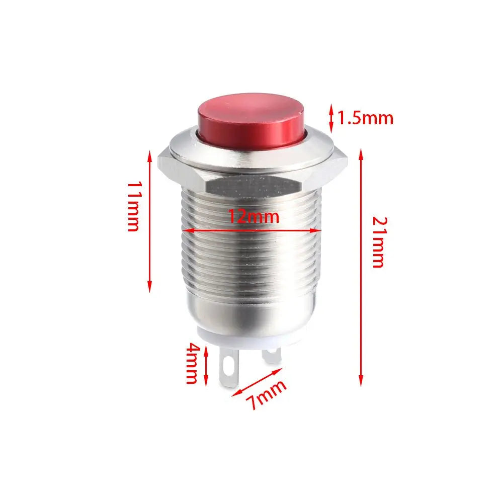 12mm Waterproof Momentary Metal Push Button Switch 250V