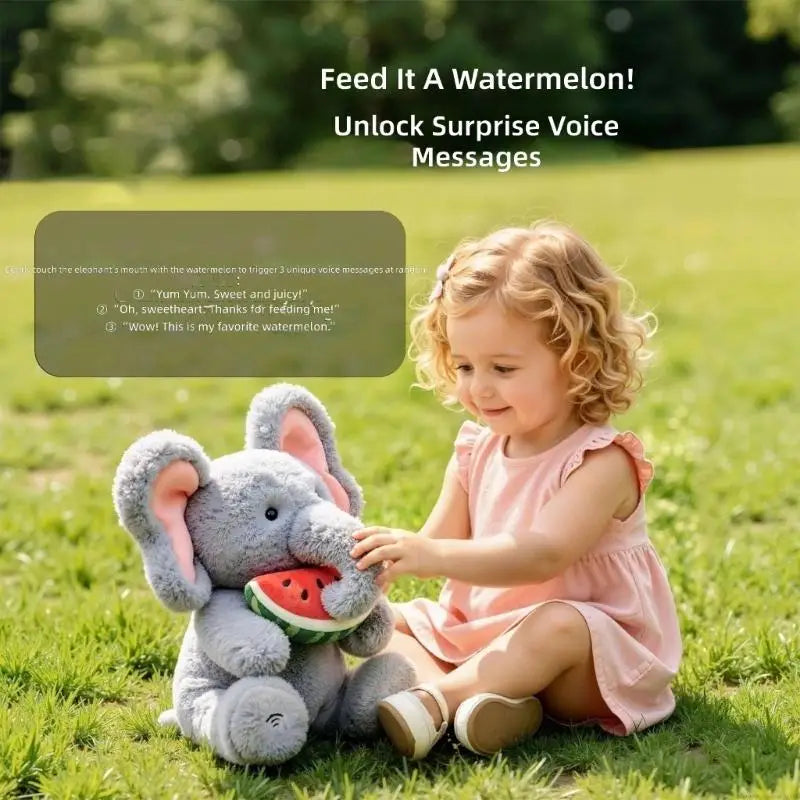 Musical Elephant Plush Toy | Voice Repeat & Feeding Play