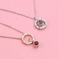 2pcs I Love You 100 Languages Projection Pendant Necklace Set