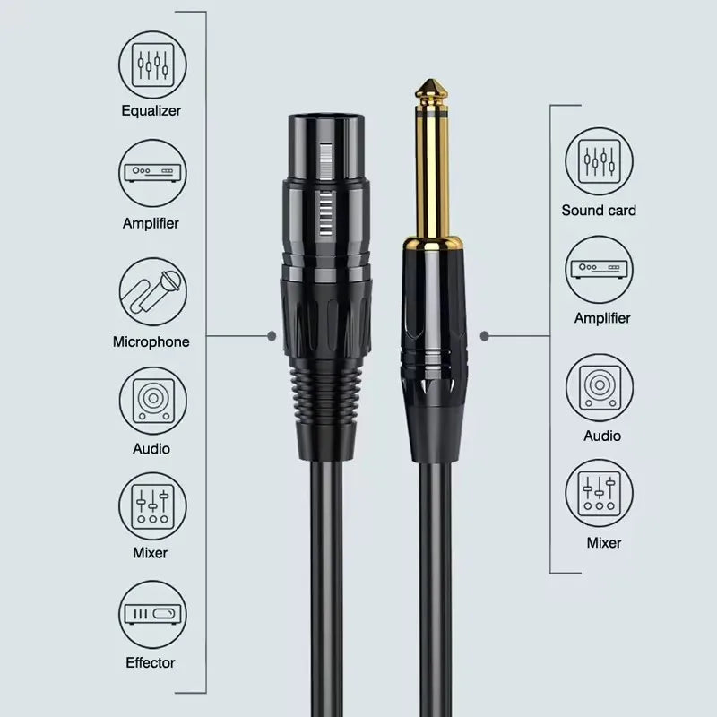 6.35mm 1/4" TS to XLR Instrument Cable | Guitar Patch Cord