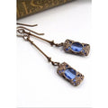 Women's Vintage Antique Gold Zircon Light Green Drop Earrings