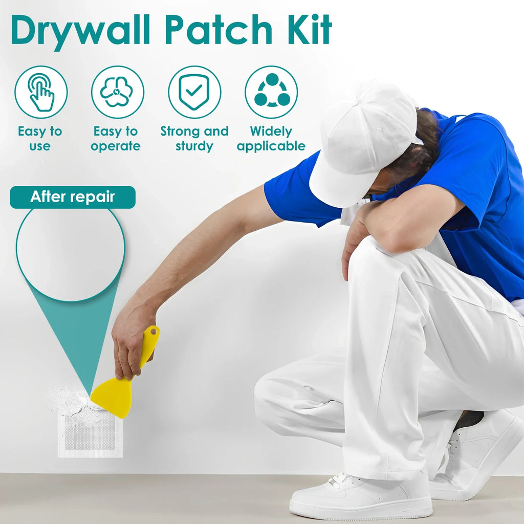 21-Pc Drywall Repair Kit – 2/4/6/8 Inch Fiberglass Mesh Patches