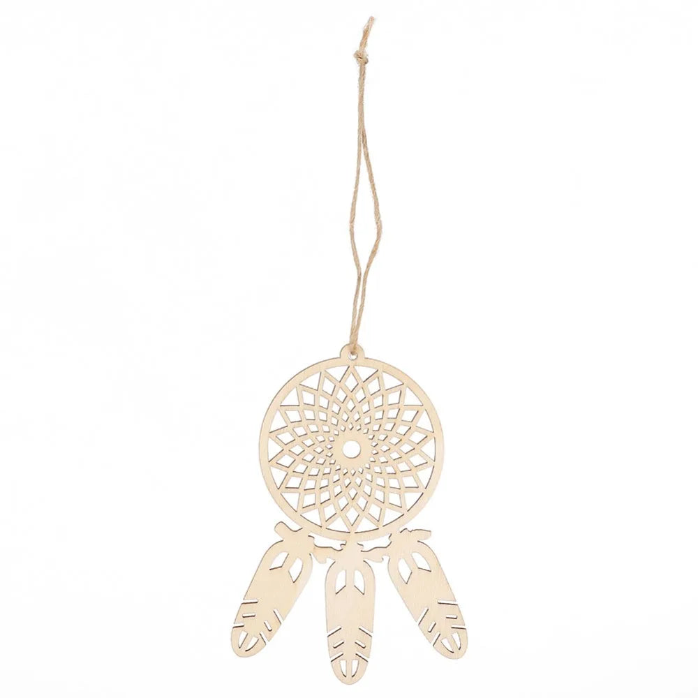 20pcs Unfinished Wood Dreamcatcher Ornaments – Boho DIY Kit