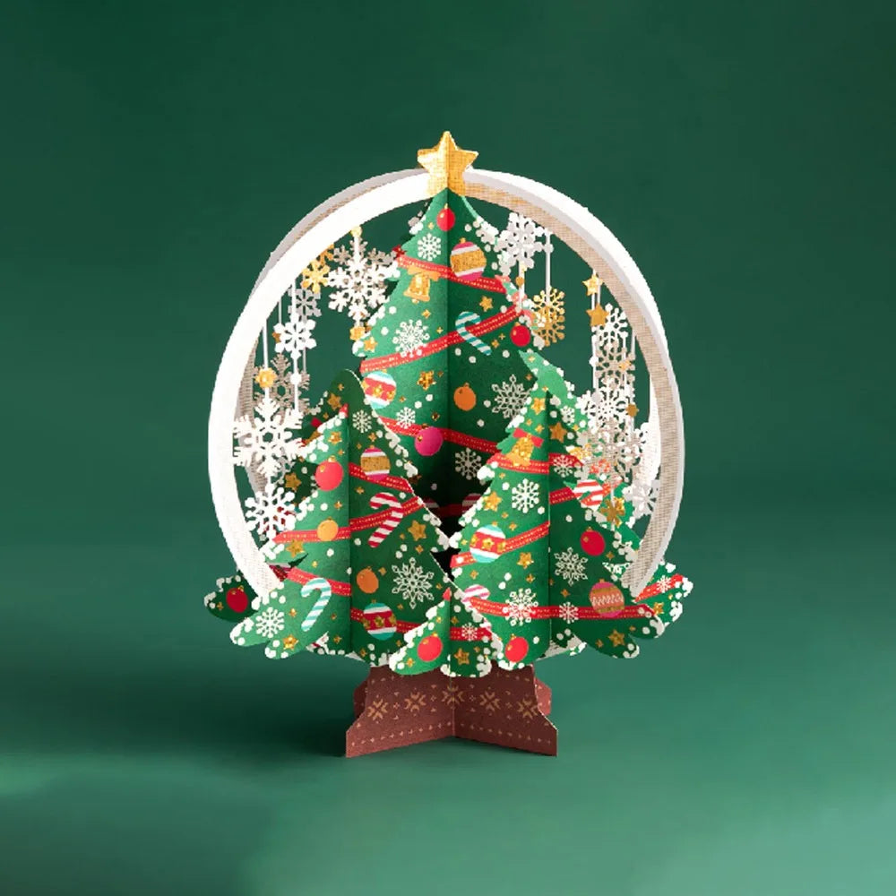 3D Pop-Up Christmas Greeting Card with Envelope – Gold Craft