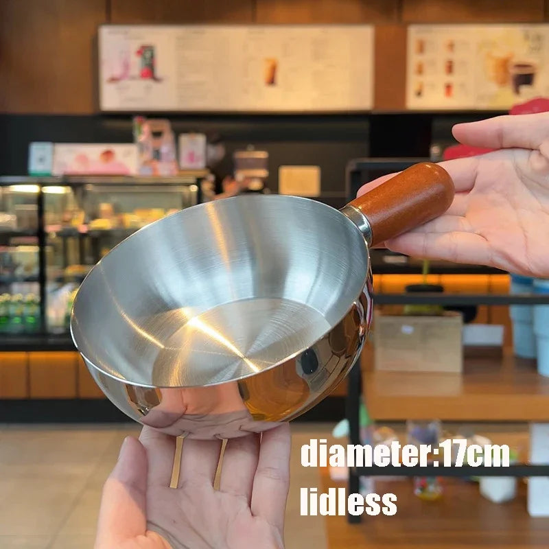 Stainless Steel Milk Pot Glass Lid & Wooden Handle – Induction
