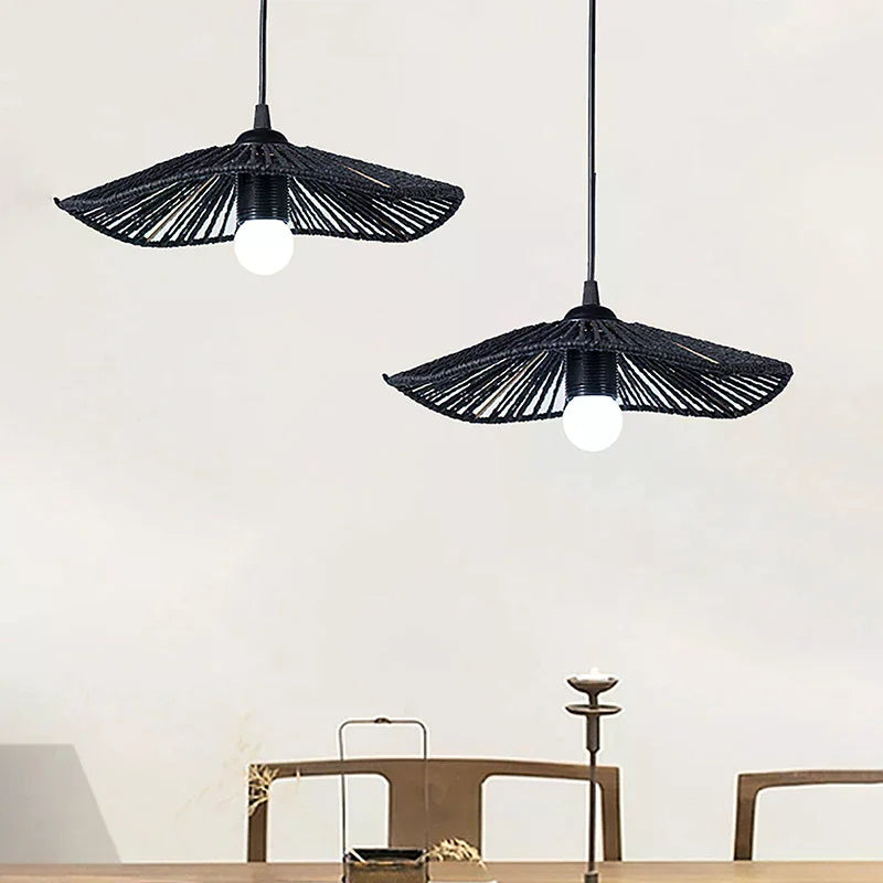 Handwoven Rope Boho Lampshade – Retro Rustic Pendant Shade