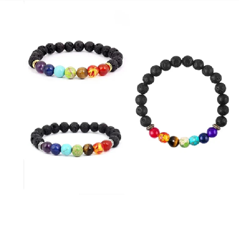 Volcanic Stone Beaded Stretch Bracelet – Unisex Jewelry