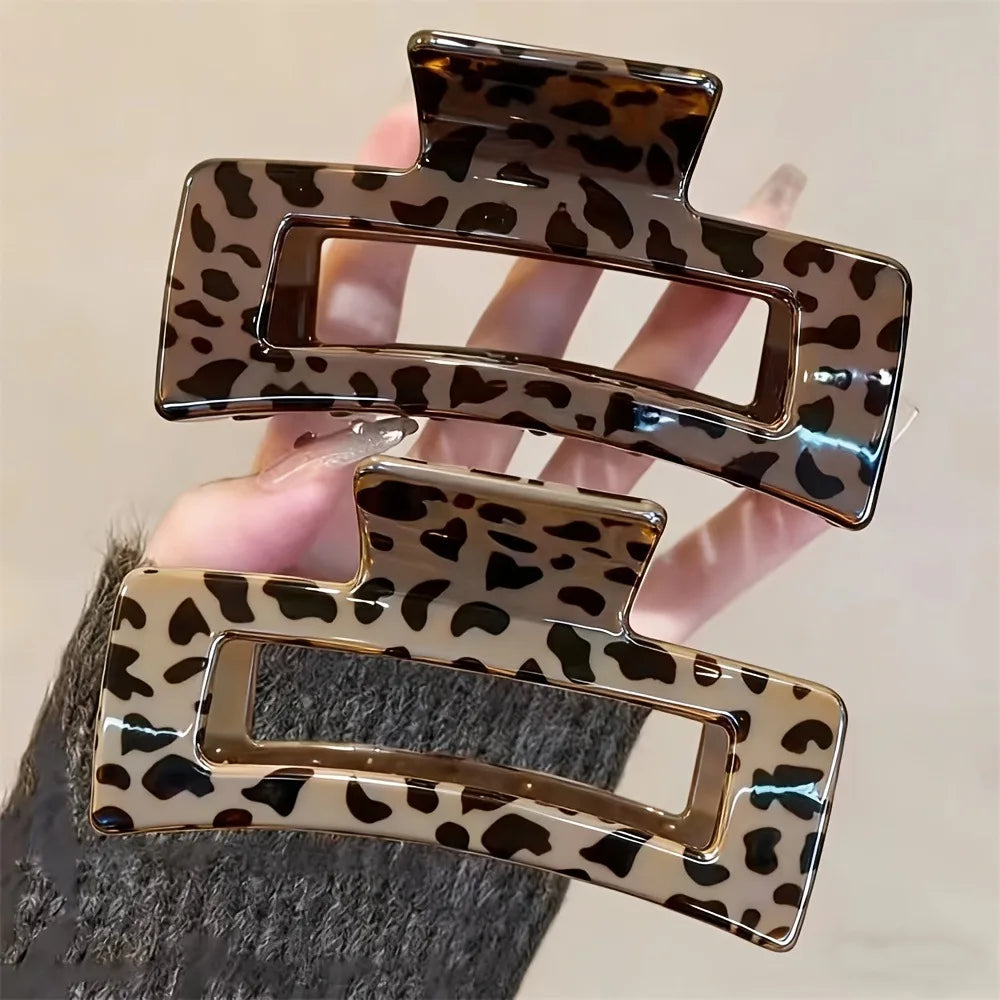 Large Leopard Bow Hair Claw Clip for Thick Hair – Vintage Style